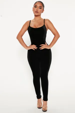 Always This Velvet Jumpsuit - Black