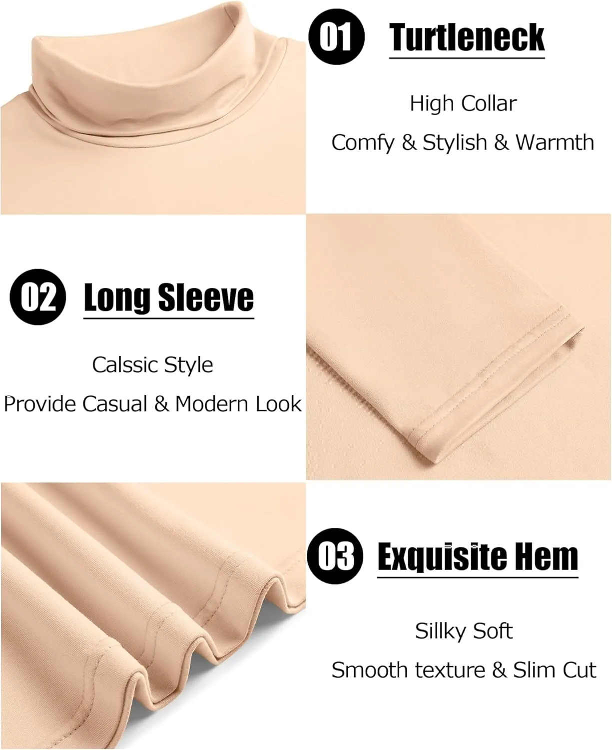 COOFANDY Men's Slim Fit Basic Turtleneck T-Shirt Long Sleeve Solid T Shirts Casual Knit Pullover Thermal Tops