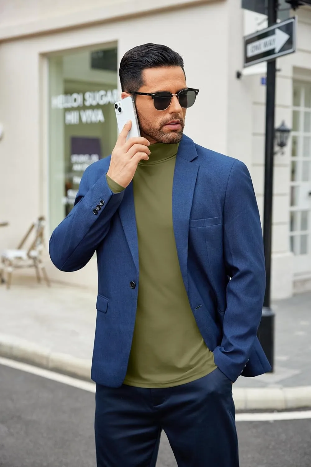COOFANDY Men's Slim Fit Basic Turtleneck T-Shirt Long Sleeve Solid T Shirts Casual Knit Pullover Thermal Tops