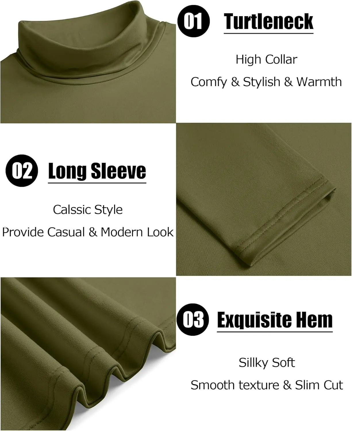 COOFANDY Men's Slim Fit Basic Turtleneck T-Shirt Long Sleeve Solid T Shirts Casual Knit Pullover Thermal Tops