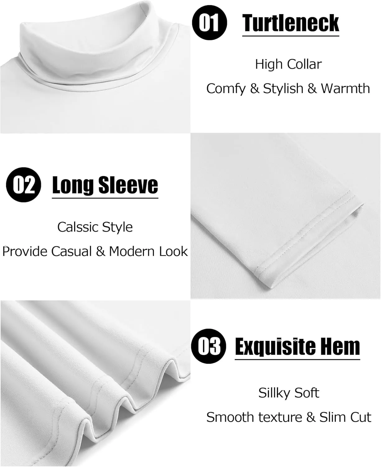 COOFANDY Men's Slim Fit Basic Turtleneck T-Shirt Long Sleeve Solid T Shirts Casual Knit Pullover Thermal Tops