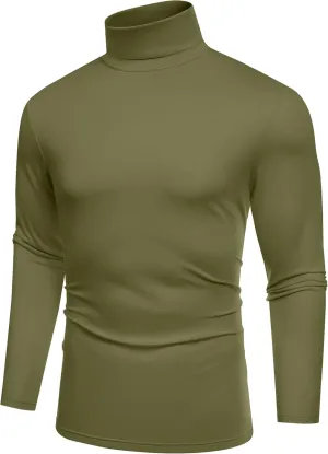 COOFANDY Men's Slim Fit Basic Turtleneck T-Shirt Long Sleeve Solid T Shirts Casual Knit Pullover Thermal Tops