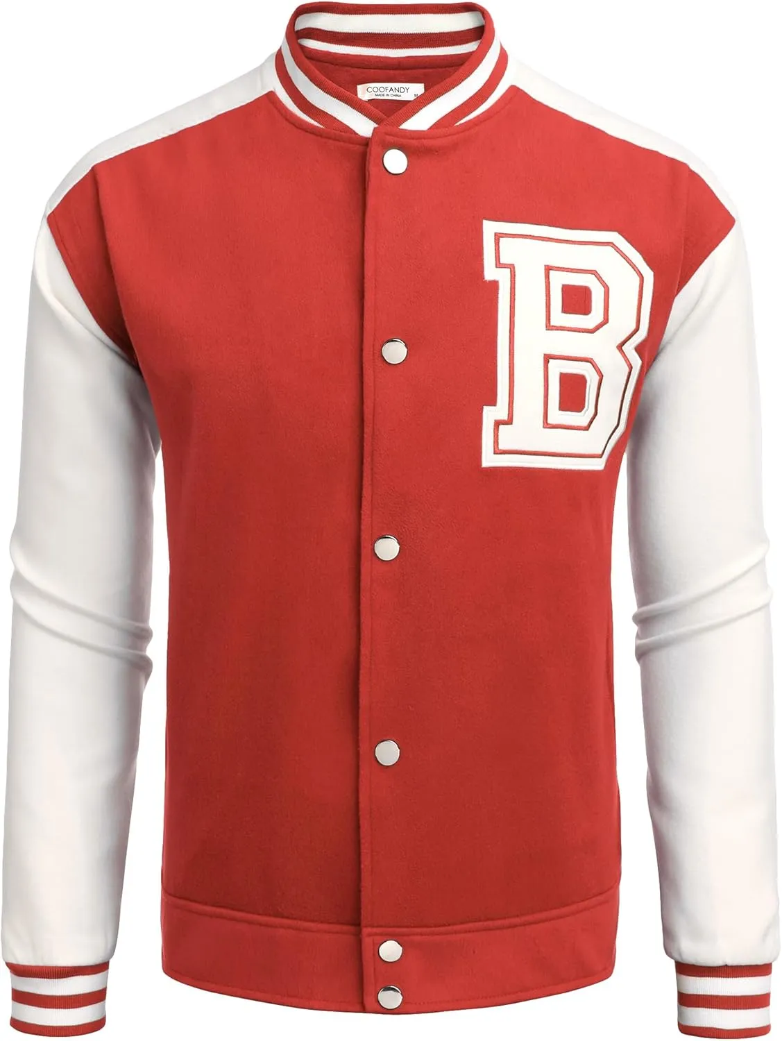 COOFANDY Men's Varsity Jacket Wool Blend Letterman Bomber Jacket Baseball Lightweight Jacket