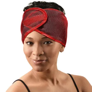DONNA Argan Mesh Wrap Red Color 1PC - Face Wash Headbands for Women and Make up, Shower Cap