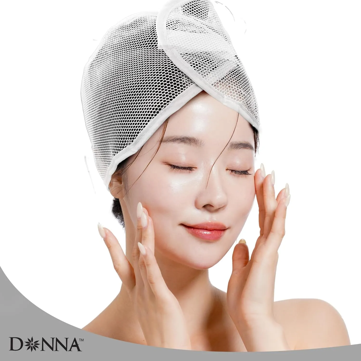 DONNA Argan Mesh Wrap Red Color 1PC - Face Wash Headbands for Women and Make up, Shower Cap