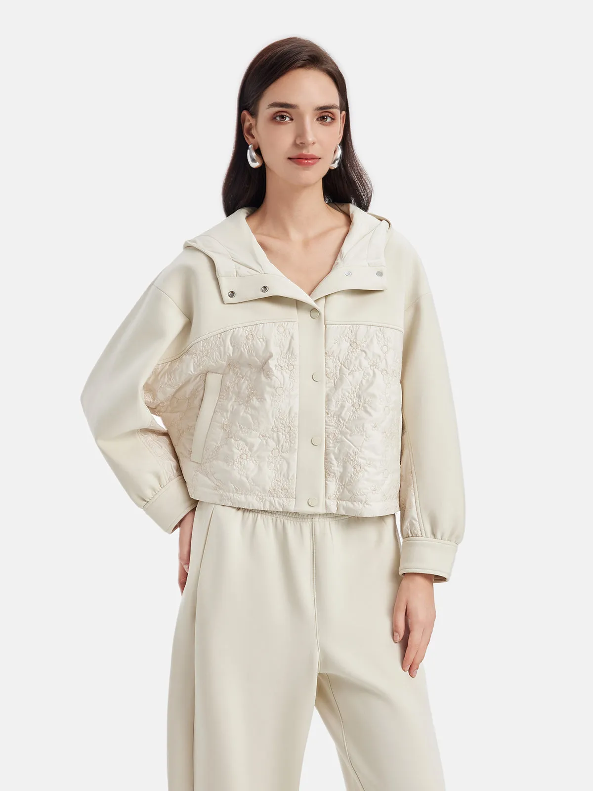 Embossed Patchwork Knit Jacket