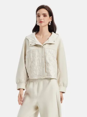 Embossed Patchwork Knit Jacket