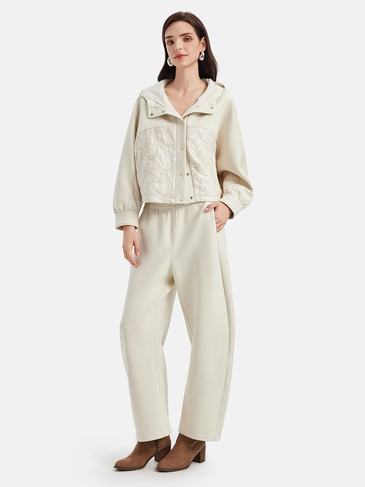 Embossed Patchwork Knit Jacket