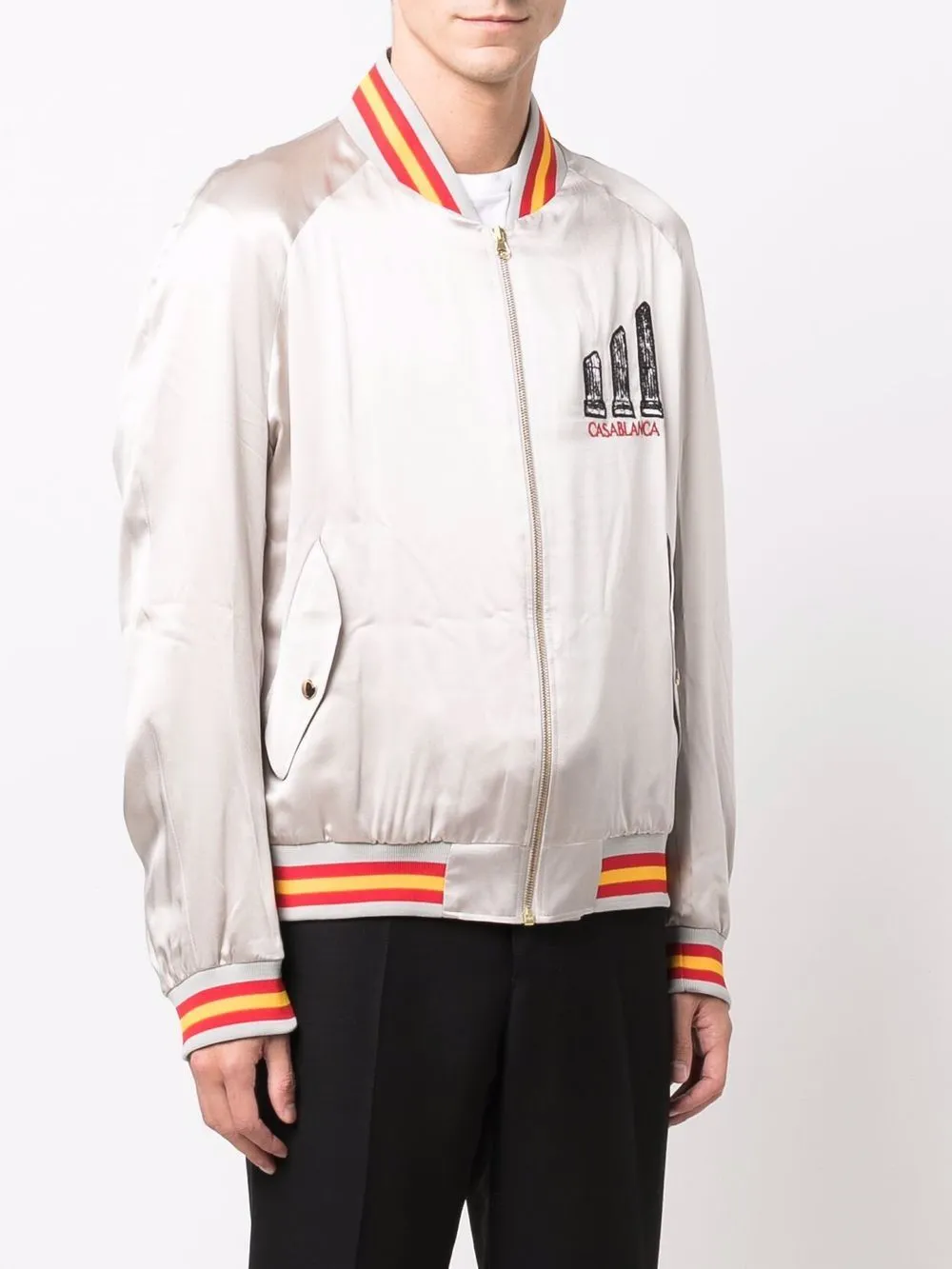 embroidered zip-up bomber jacket
