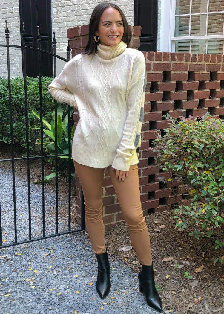 Estes Cableknit Tunic Sweater-Cream