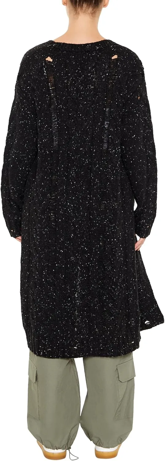 Forever 21 Women's Speckled Longline Cardigan Sweater