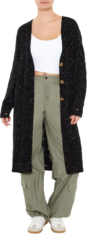 Forever 21 Women's Speckled Longline Cardigan Sweater
