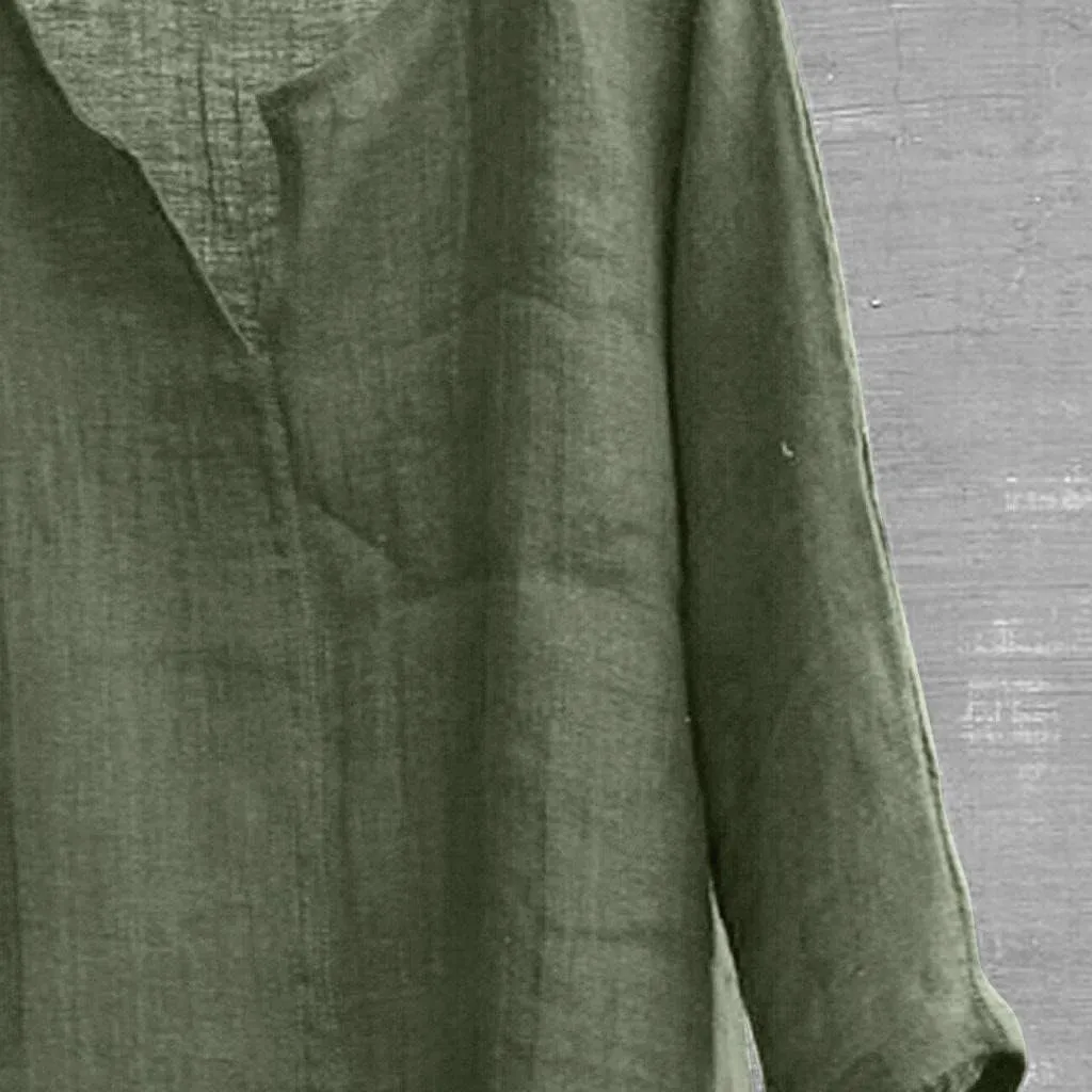 Men Cotton Linen Henley Shirts Hippie Baggy Breathable 3/4 Sleeve Blouse Summer Casual V Neck Beach Yoga Tunic Tops