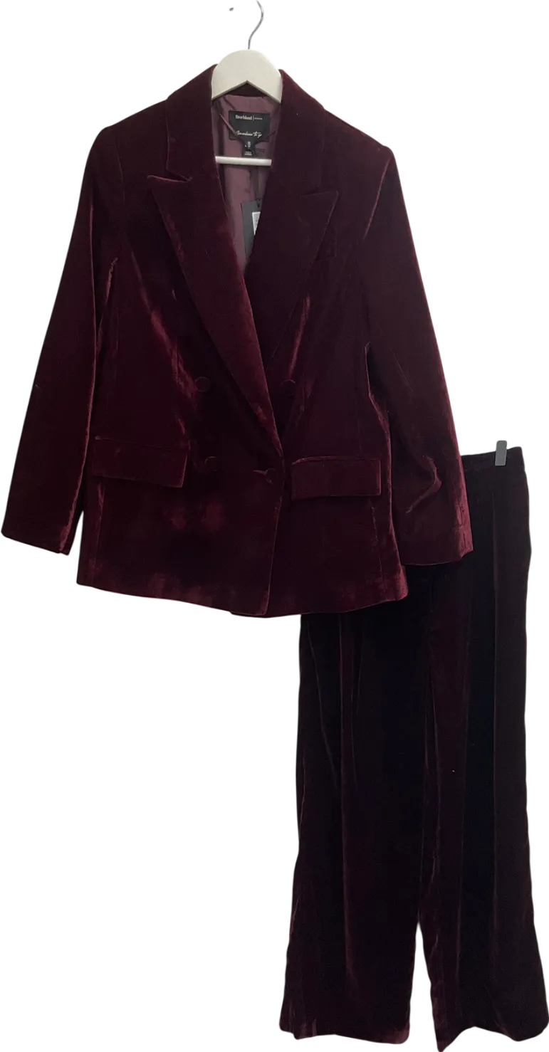 River Island Red Velvet Blazer (uk 12) And Wide Leg Trousers UK 10