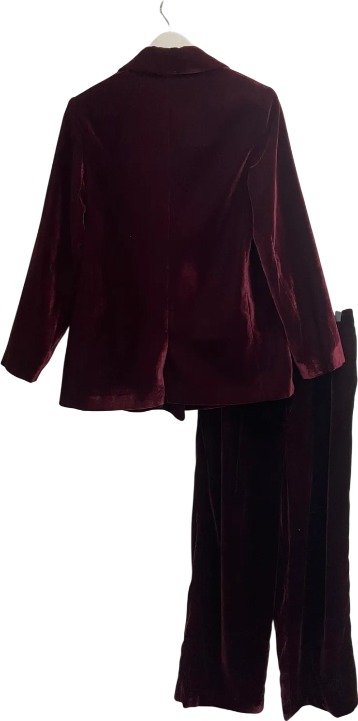 River Island Red Velvet Blazer (uk 12) And Wide Leg Trousers UK 10