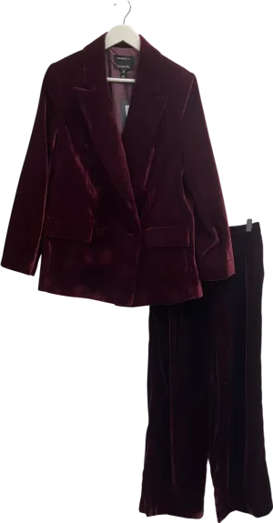 River Island Red Velvet Blazer (uk 12) And Wide Leg Trousers UK 10