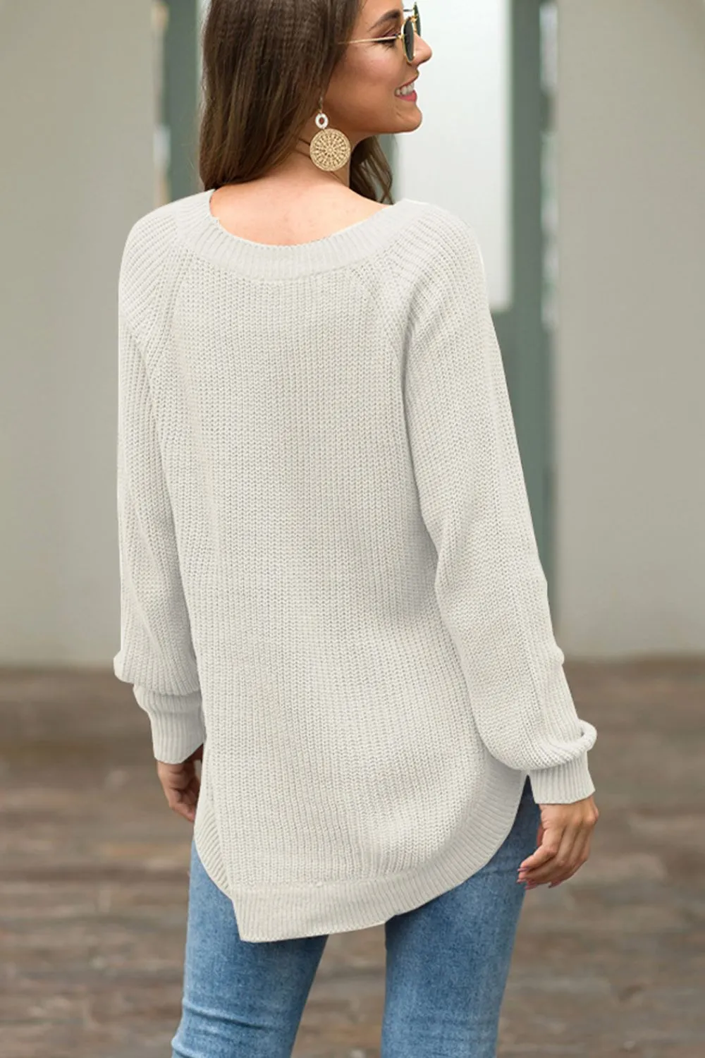 Round Neck Ribbed Knit Top