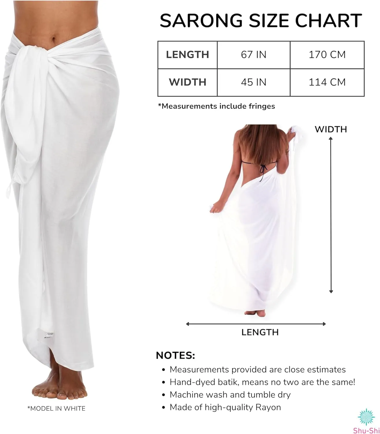 SHU-SHI Sarong Wraps For Women Beach Cover Up Skirt Swimsuit Wrap Pareo Coverups