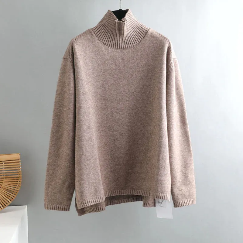 Splitside Oversize Thick Sweater Women Turtleneck Sweater Pullover