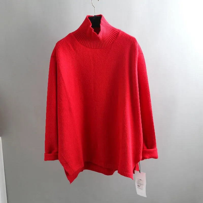 Splitside Oversize Thick Sweater Women Turtleneck Sweater Pullover