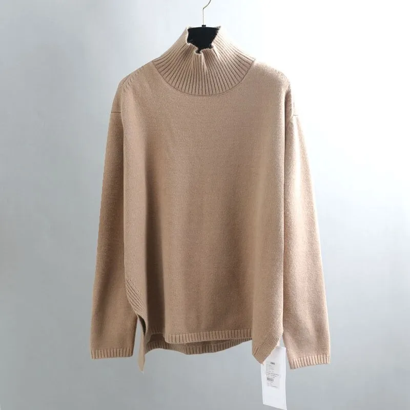 Splitside Oversize Thick Sweater Women Turtleneck Sweater Pullover