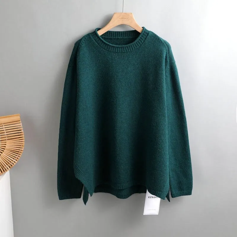 Splitside Oversize Thick Sweater Women Turtleneck Sweater Pullover