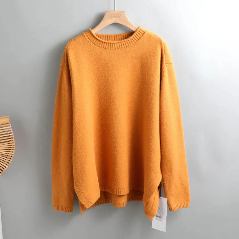 Splitside Oversize Thick Sweater Women Turtleneck Sweater Pullover