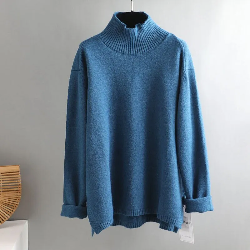 Splitside Oversize Thick Sweater Women Turtleneck Sweater Pullover