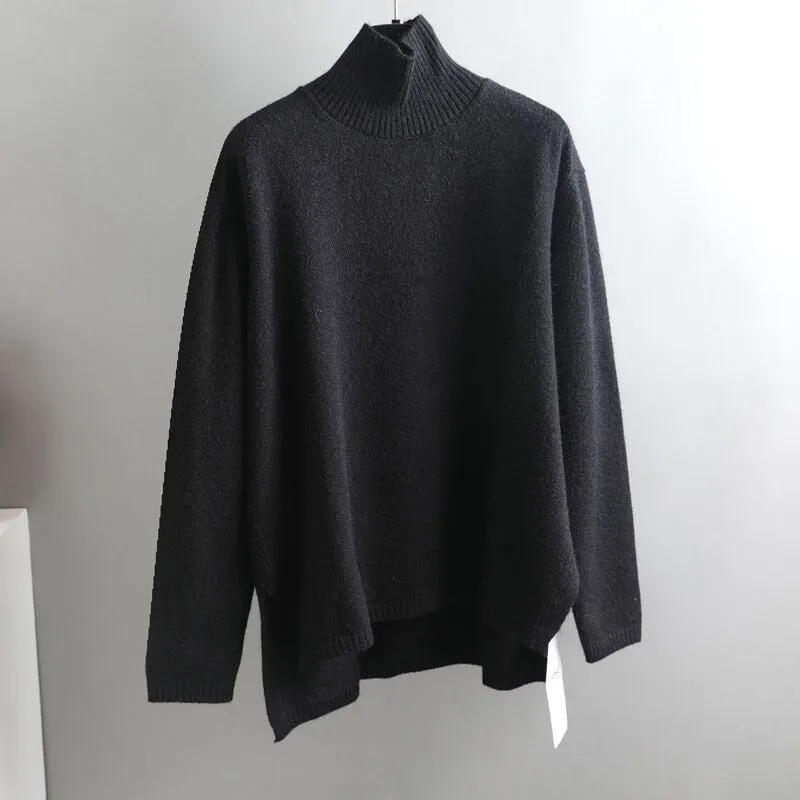 Splitside Oversize Thick Sweater Women Turtleneck Sweater Pullover