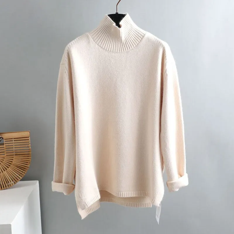 Splitside Oversize Thick Sweater Women Turtleneck Sweater Pullover