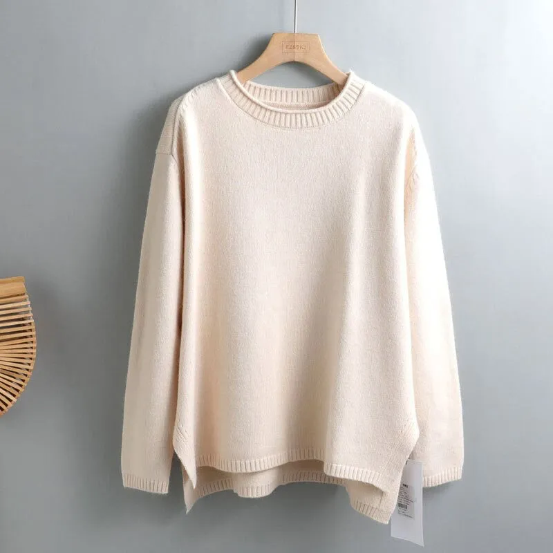Splitside Oversize Thick Sweater Women Turtleneck Sweater Pullover
