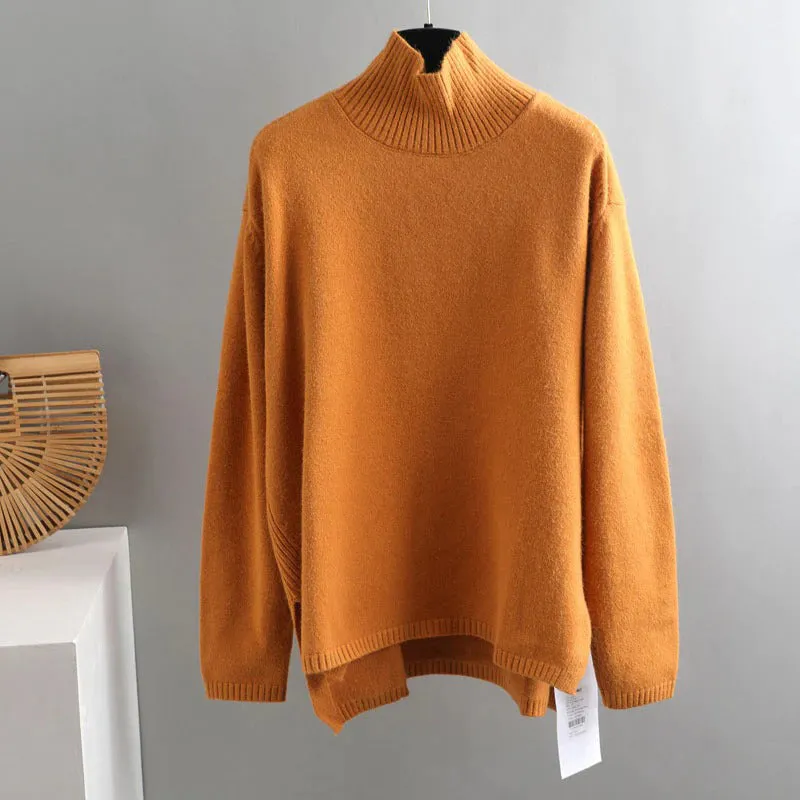 Splitside Oversize Thick Sweater Women Turtleneck Sweater Pullover
