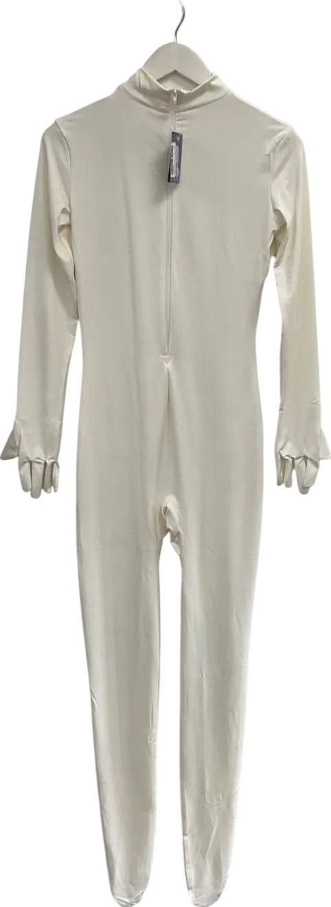 Suprnowa Cream Fullbody Turtleneck Footed Unitard UK L