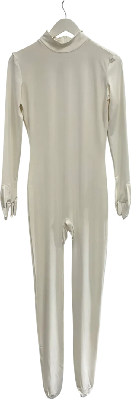 Suprnowa Cream Fullbody Turtleneck Footed Unitard UK L