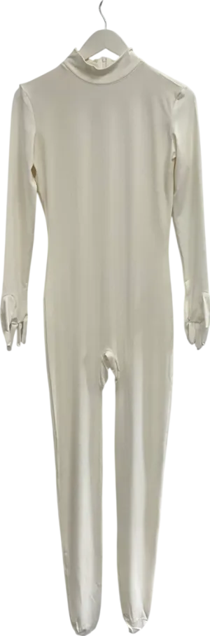 Suprnowa Cream Fullbody Turtleneck Footed Unitard UK L