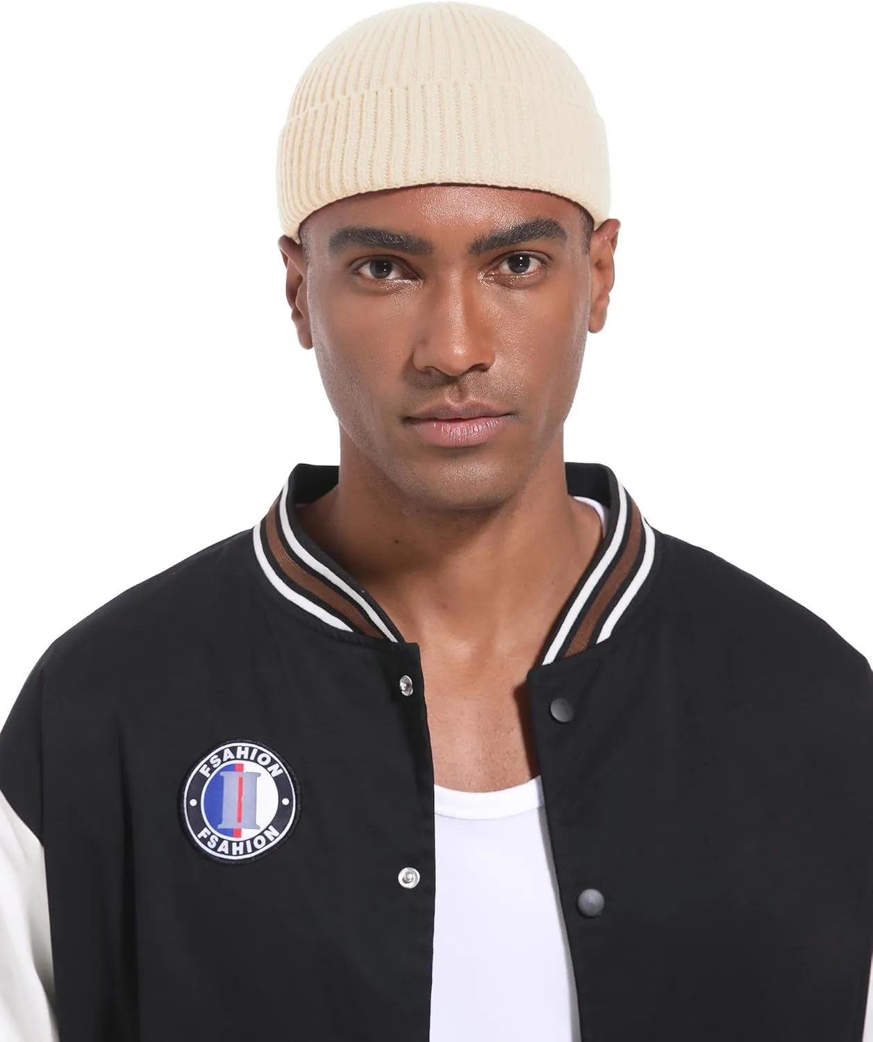 Swag Short Fisherman Beanie for Men Women, Wool Knit Cuffed Fleece Lined Trawler Beanies Winter Warm Hat
