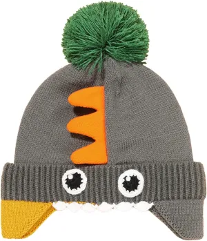 Unisex Baby Fleece-Lined Beanie with Earflaps Knitted Rib Beanie Hat with Pom Animal Soft Warm Winter Hat