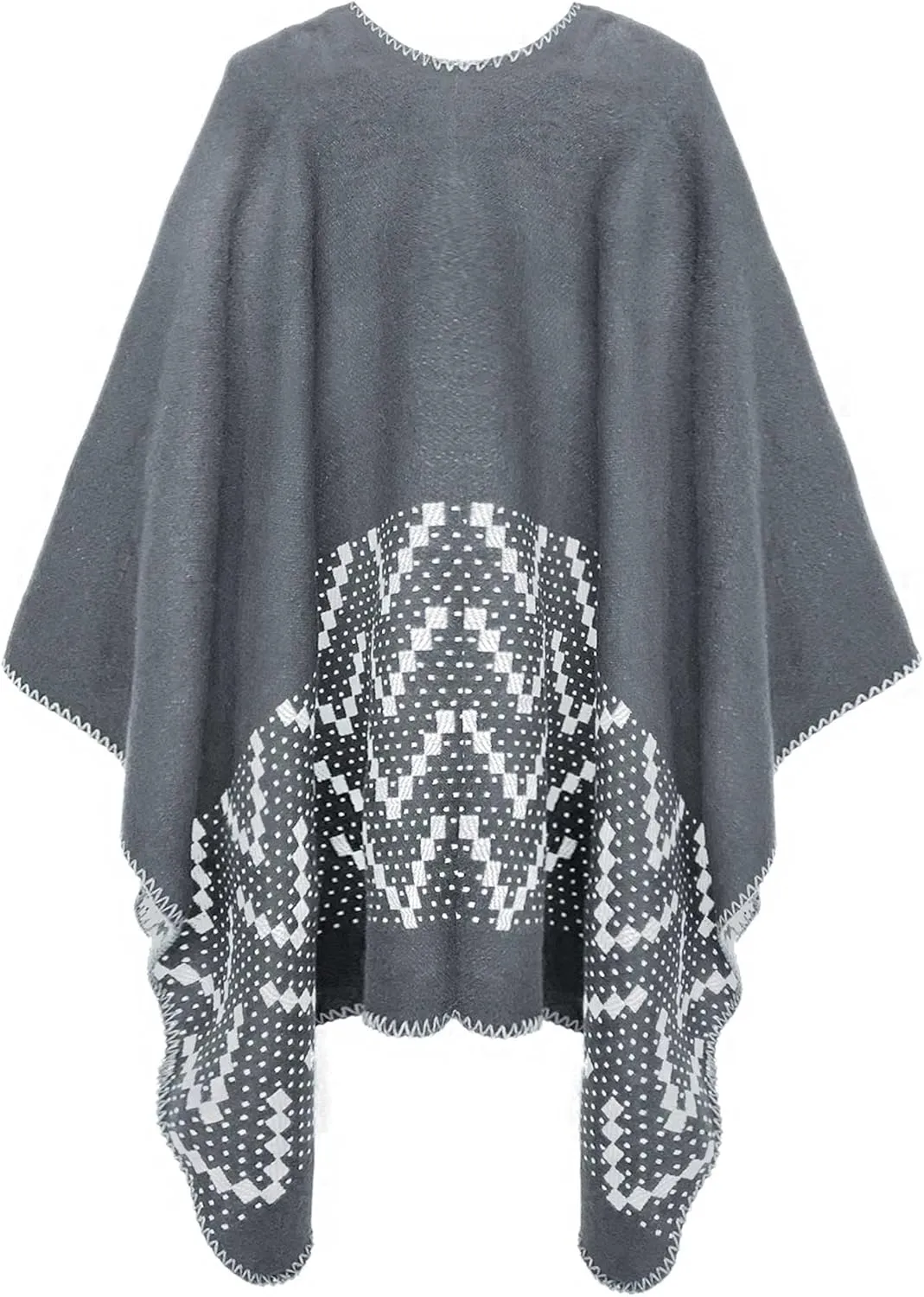 Urban CoCo Women's Color Block Shawl Wrap Open Front Poncho Cape