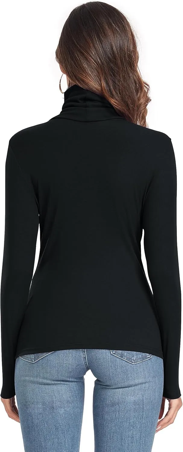 Women's Long Sleeve Casual Lightweight Turtleneck Top Slim Fit Thermal Active Layer Shirts