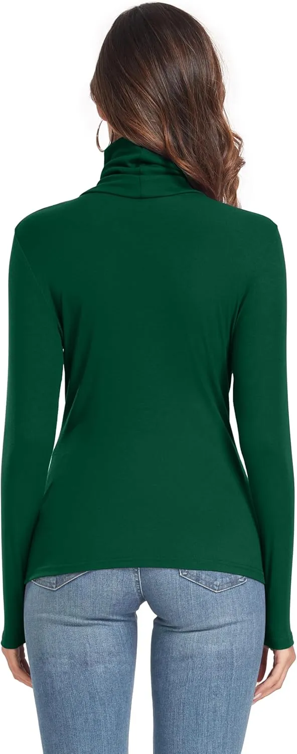 Women's Long Sleeve Casual Lightweight Turtleneck Top Slim Fit Thermal Active Layer Shirts