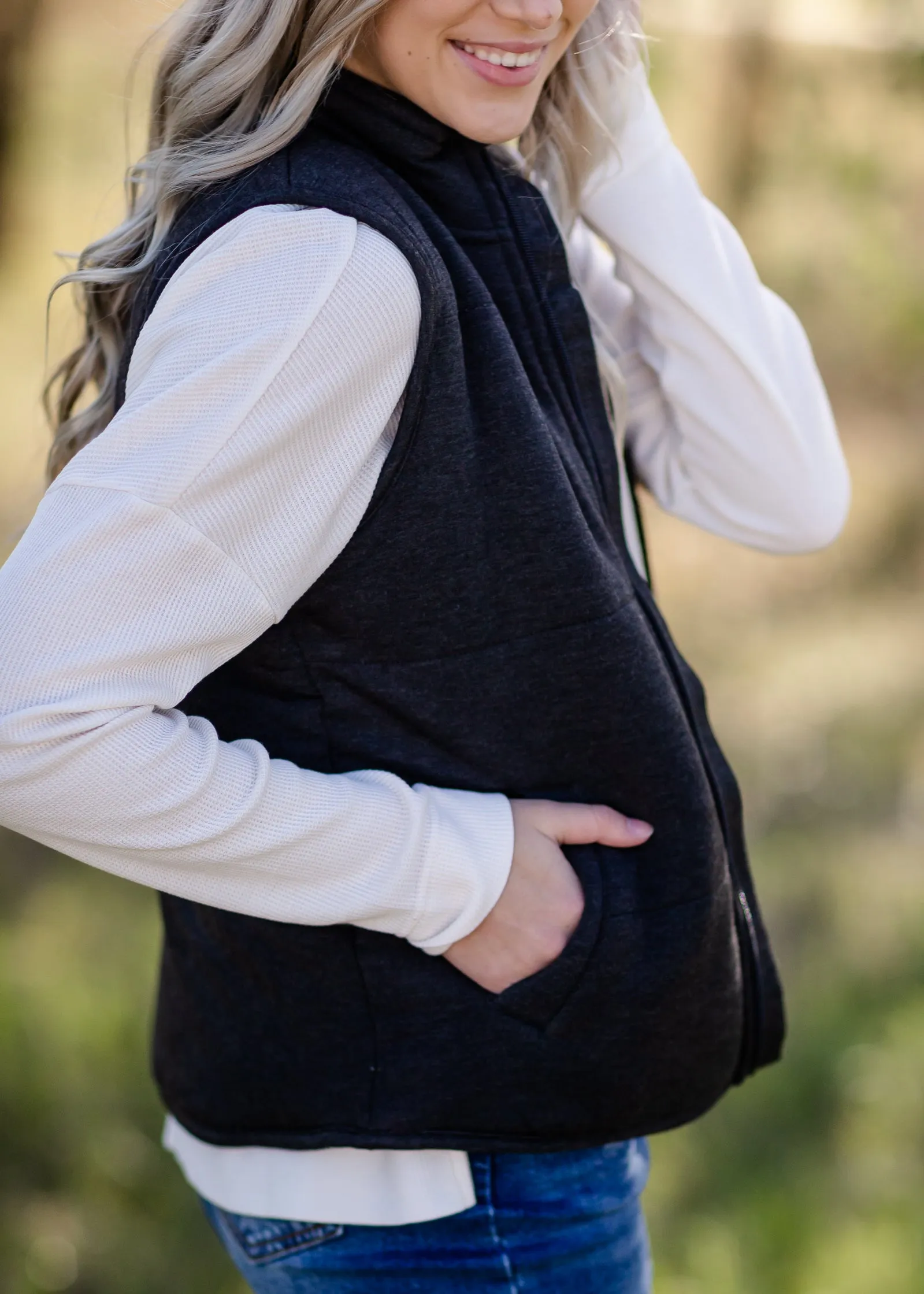 Zip Up Soft Quilted Pocket Vest - FINAL SALE