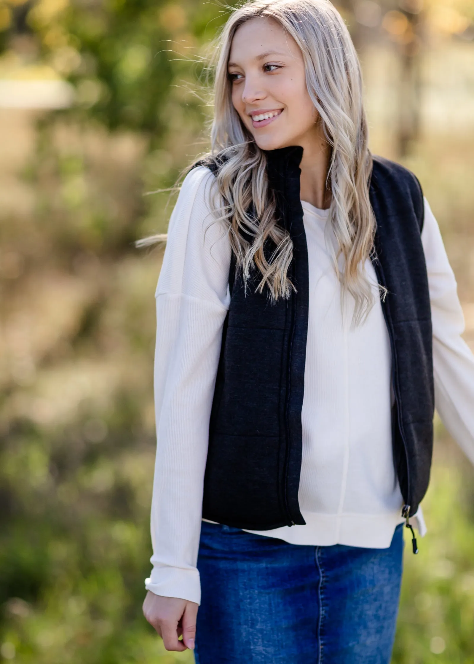 Zip Up Soft Quilted Pocket Vest - FINAL SALE