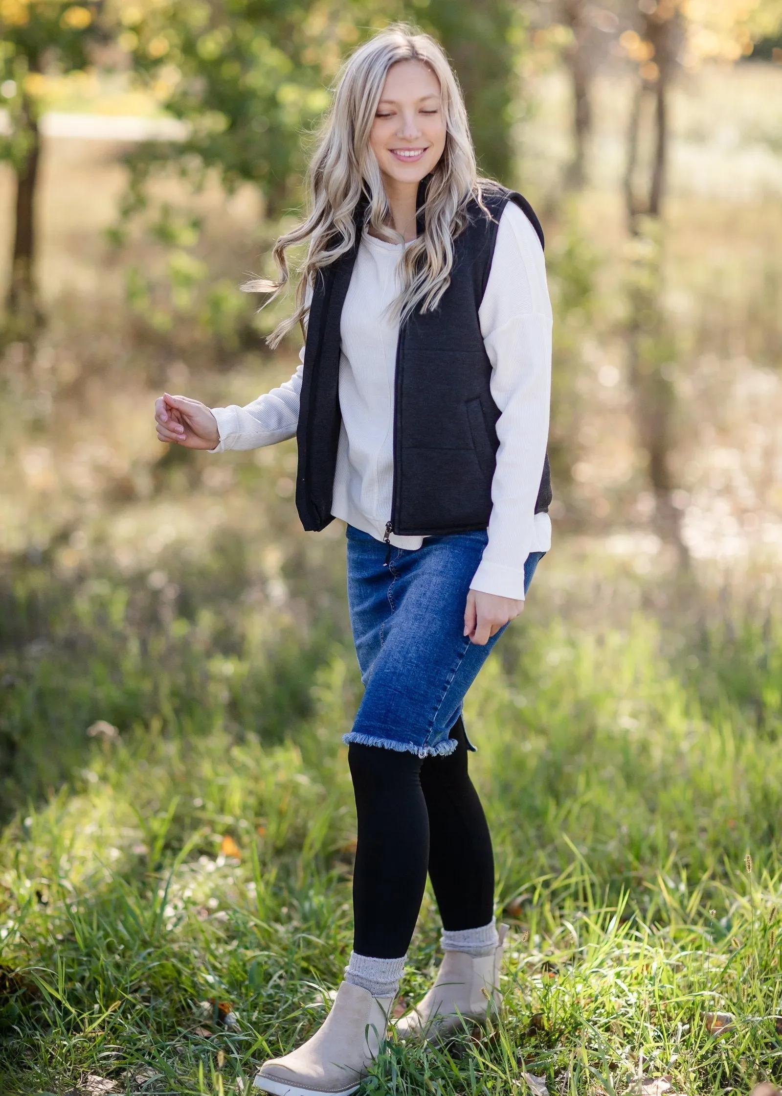 Zip Up Soft Quilted Pocket Vest - FINAL SALE