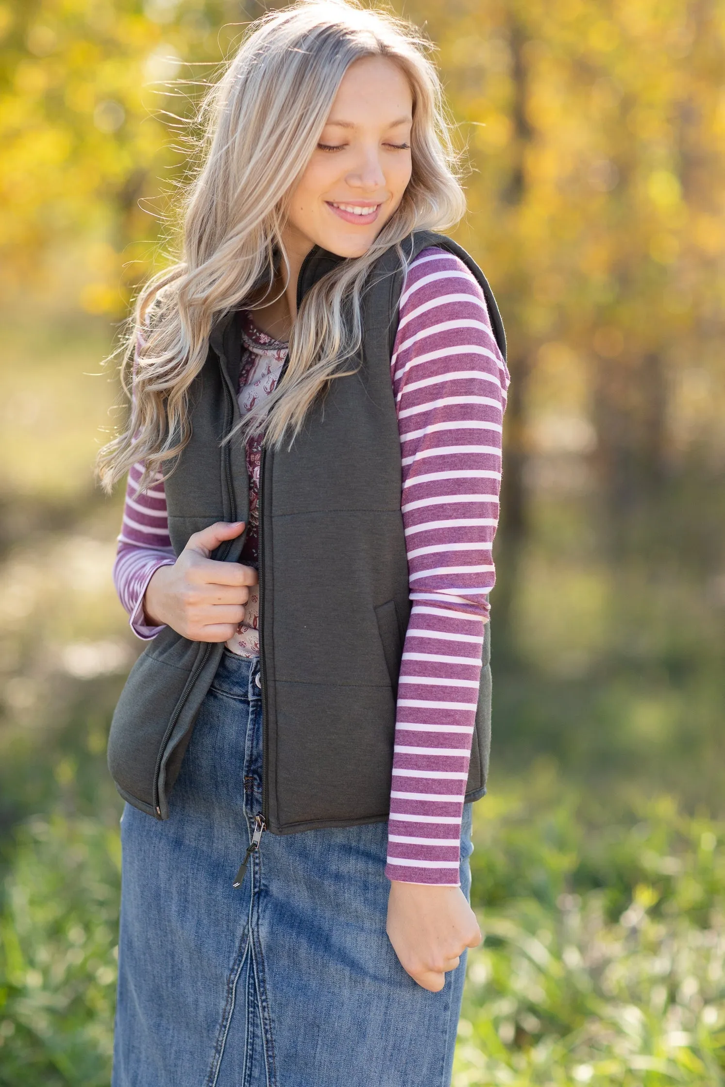 Zip Up Soft Quilted Pocket Vest - FINAL SALE